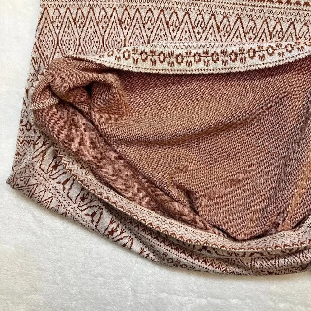 KAVU Fair Isle Sweater Mini Dress Brown/Tan Size XXS Side Button Accents - Picture 7 of 13